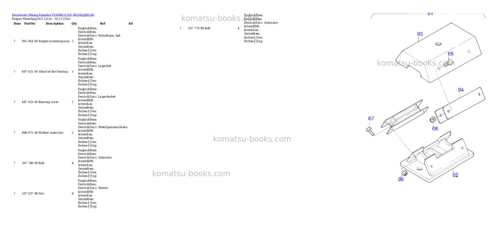 Komatsu pc4000-6 s/n 08156 Parts catalog cover