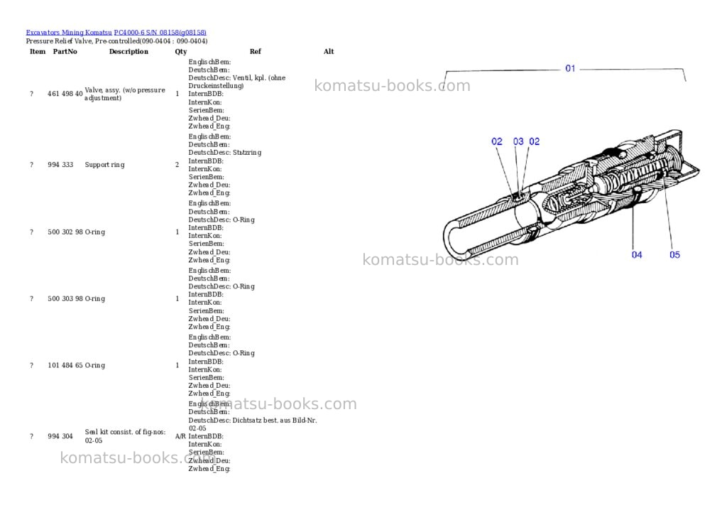 Komatsu pc4000-6 s/n 08158 Parts catalog cover Page 8 Komatsu pc4000-6 s/n 08158 Parts catalog cover Page 8