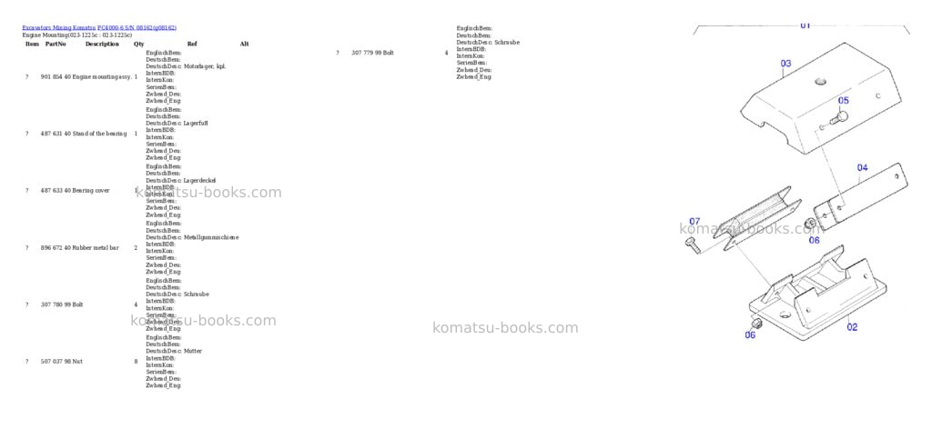 Komatsu pc4000-6 s/n 08162 Parts catalog cover Komatsu pc4000-6 s/n 08162 Parts catalog cover