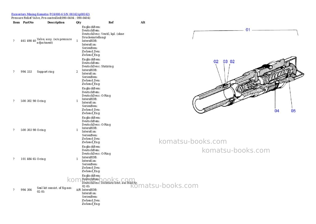 Komatsu pc4000-6 s/n 08162 Parts catalog cover Page 8 Komatsu pc4000-6 s/n 08162 Parts catalog cover Page 8