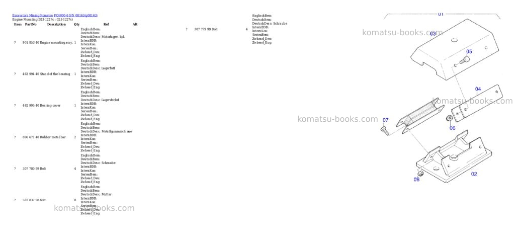 Komatsu pc4000-6 s/n 08163 Parts catalog cover Page 2 Komatsu pc4000-6 s/n 08163 Parts catalog cover Page 2