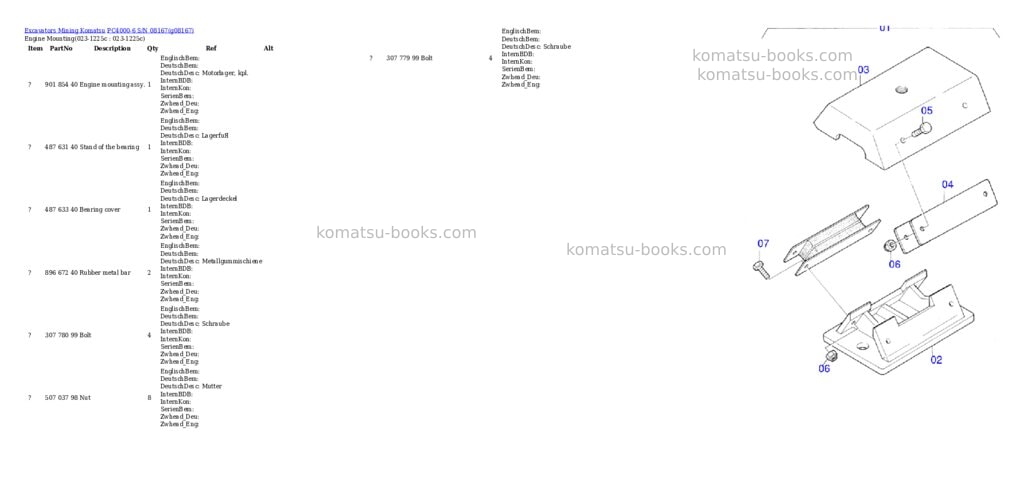 Komatsu pc4000-6 s/n 08167 Parts catalog cover Komatsu pc4000-6 s/n 08167 Parts catalog cover