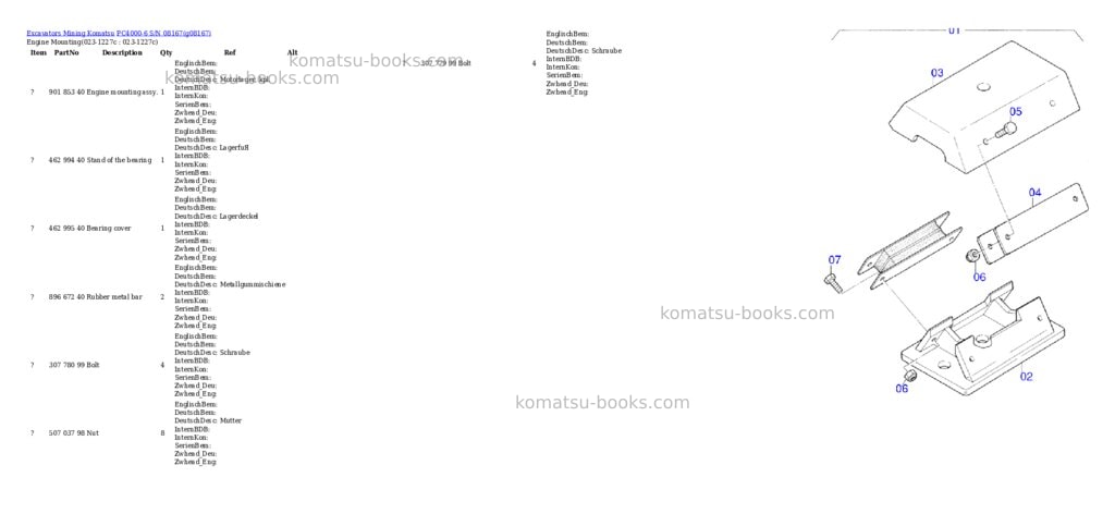 Komatsu pc4000-6 s/n 08167 Parts catalog cover Page 2 Komatsu pc4000-6 s/n 08167 Parts catalog cover Page 2