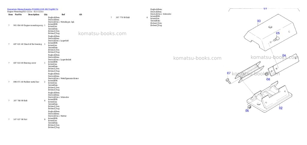 Komatsu pc4000-6 s/n 08175 Parts catalog cover Komatsu pc4000-6 s/n 08175 Parts catalog cover