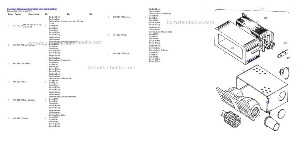 Komatsu pc4000-6 s/n 08178 Parts catalog cover Page 10 Komatsu pc4000-6 s/n 08178 Parts catalog cover Page 10