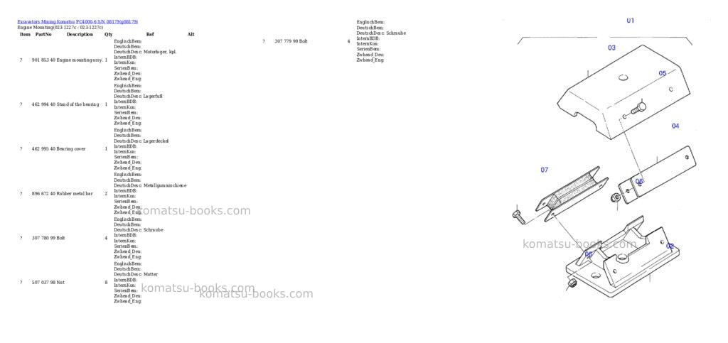 Komatsu pc4000-6 s/n 08179 Parts catalog cover Page 2 Komatsu pc4000-6 s/n 08179 Parts catalog cover Page 2