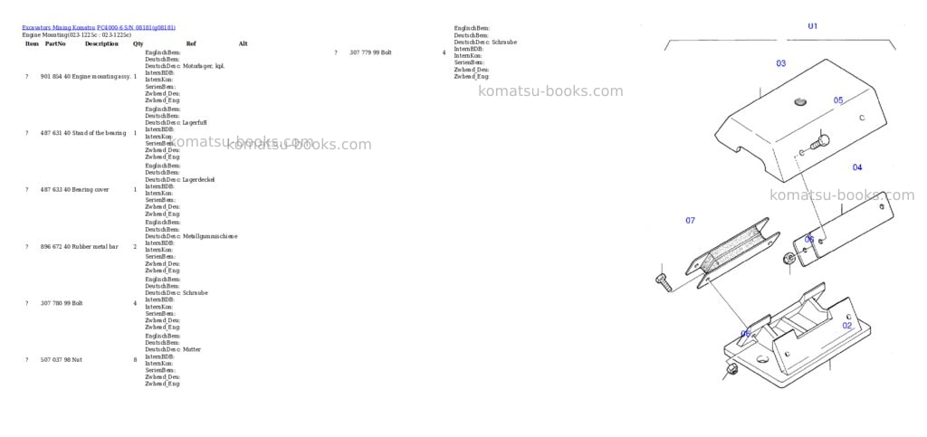 Komatsu pc4000-6 s/n 08181 Parts catalog cover Komatsu pc4000-6 s/n 08181 Parts catalog cover