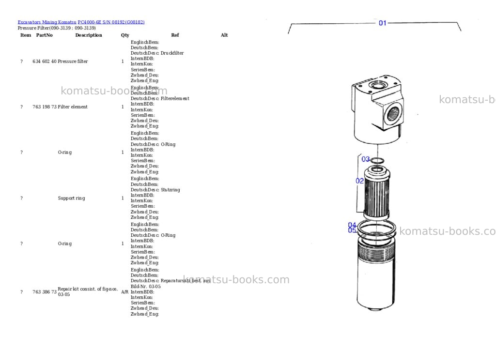Komatsu PC4000-6E S/N 08192 Parts catalog cover Page 10 Komatsu PC4000-6E S/N 08192 Parts catalog cover Page 10