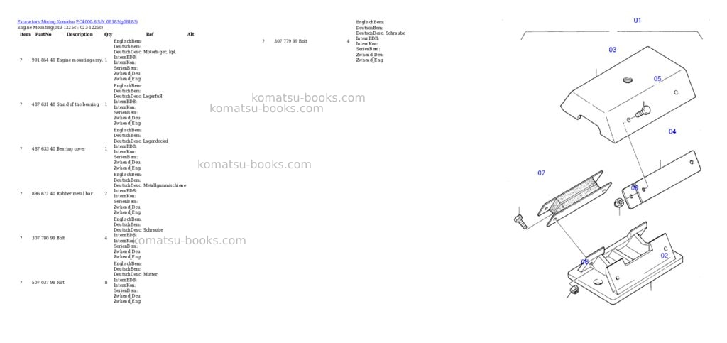 Komatsu pc4000-6 s/n 08183 Parts catalog cover