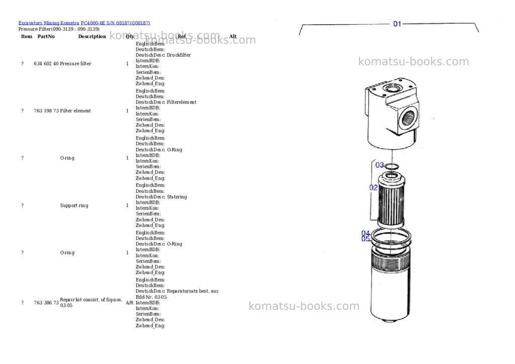 Komatsu pc4000-6e s/n 08187 Parts catalog cover Page 10 Komatsu pc4000-6e s/n 08187 Parts catalog cover Page 10