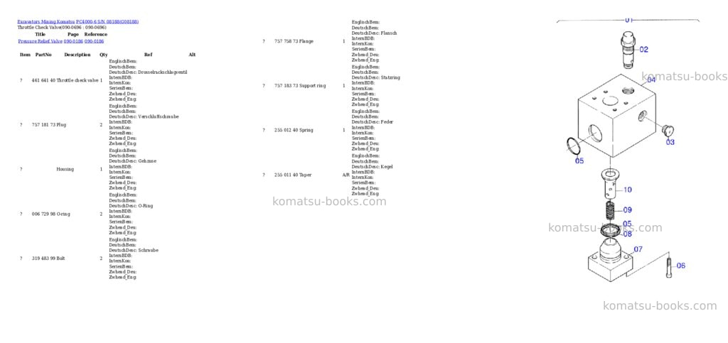 Komatsu pc4000-6 s/n 08188 Parts catalog cover Page 10 Komatsu pc4000-6 s/n 08188 Parts catalog cover Page 10
