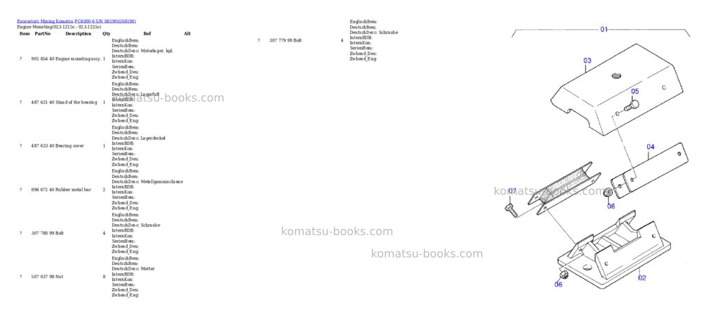 Komatsu pc4000-6 s/n 08190 Parts catalog cover