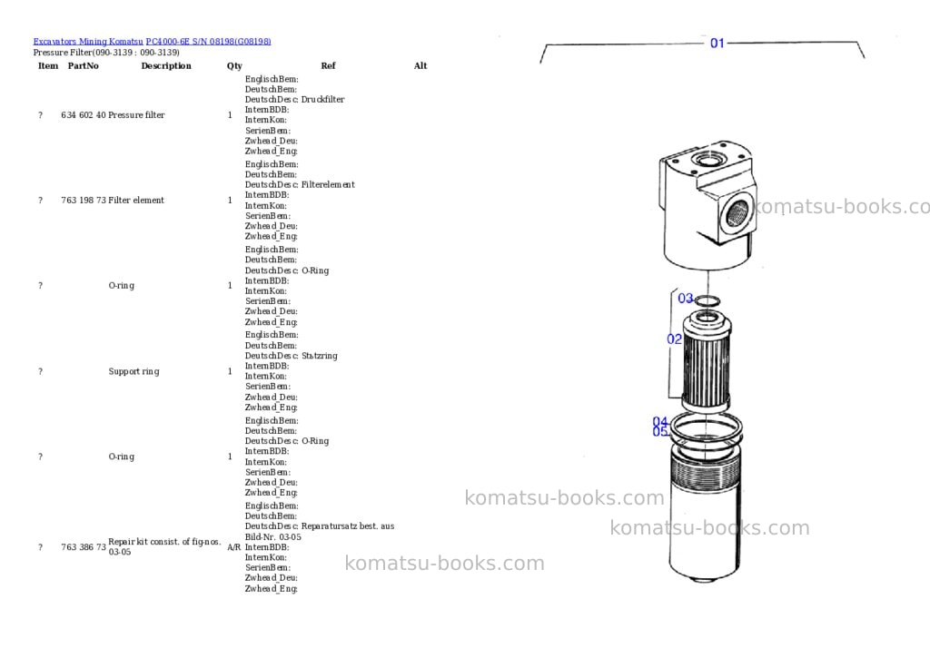 Komatsu pc4000-6e s/n 08198 Parts catalog cover Page 10 Komatsu pc4000-6e s/n 08198 Parts catalog cover Page 10