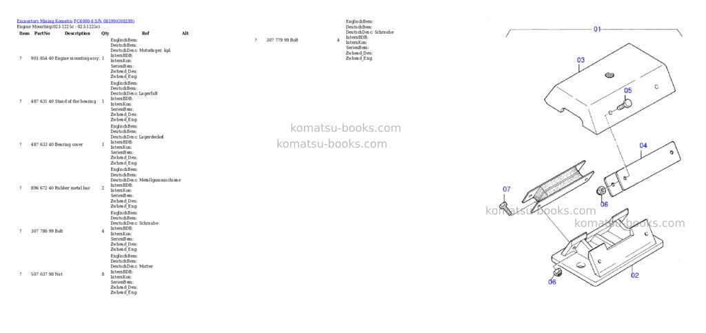 Komatsu pc4000-6 s/n 08199 Parts catalog cover Komatsu pc4000-6 s/n 08199 Parts catalog cover