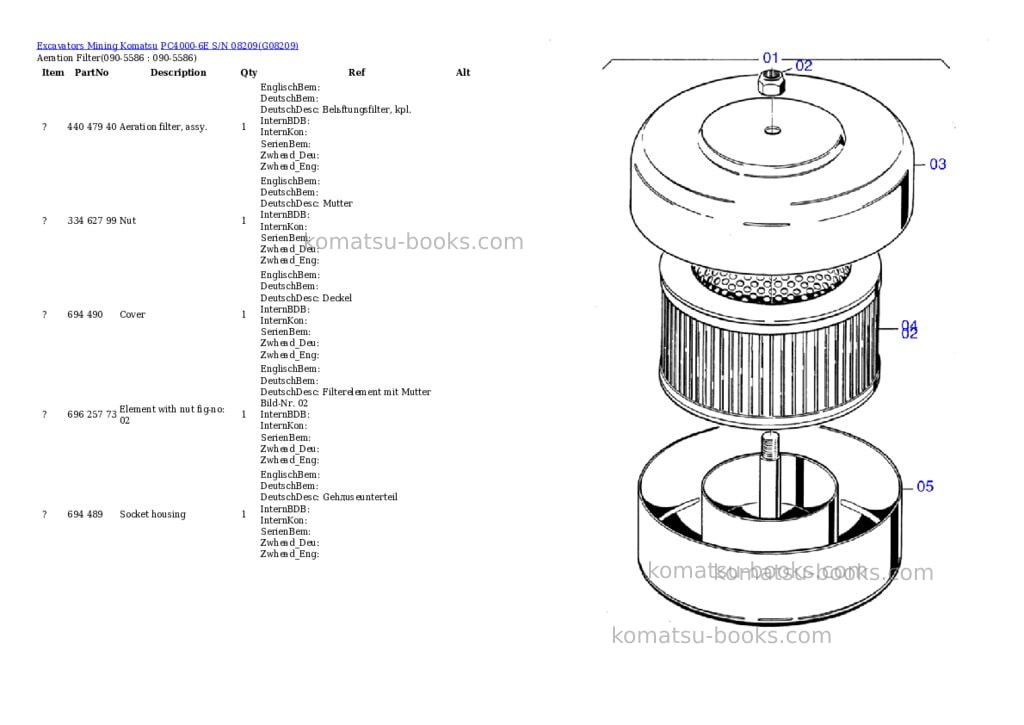 Komatsu pc4000-6e s/n 08209 Parts catalog cover Page 9 Komatsu pc4000-6e s/n 08209 Parts catalog cover Page 9