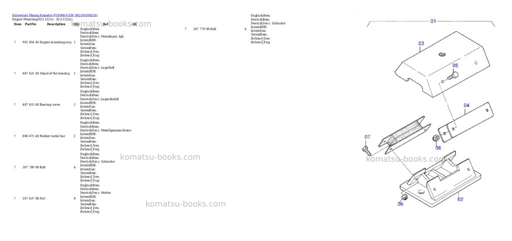Komatsu pc4000-6 s/n 08210 Parts catalog cover