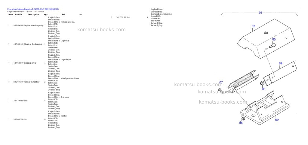 Komatsu PC4000-6 S/N 08219 Parts catalog cover