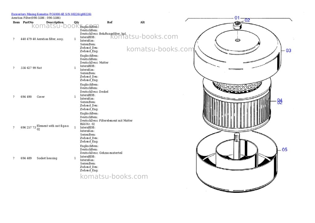 Komatsu pc4000-6e s/n 08226 Parts catalog cover Page 9 Komatsu pc4000-6e s/n 08226 Parts catalog cover Page 9