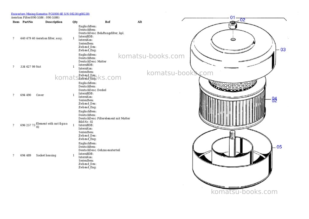 Komatsu pc4000-6e s/n 08230 Parts catalog cover Page 9 Komatsu pc4000-6e s/n 08230 Parts catalog cover Page 9
