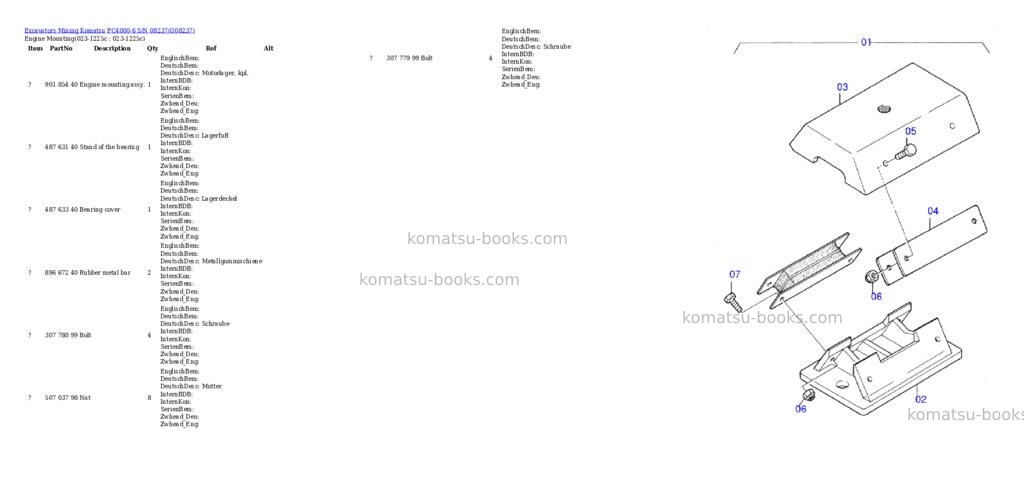Komatsu pc4000-6 s/n 08237 Parts catalog cover