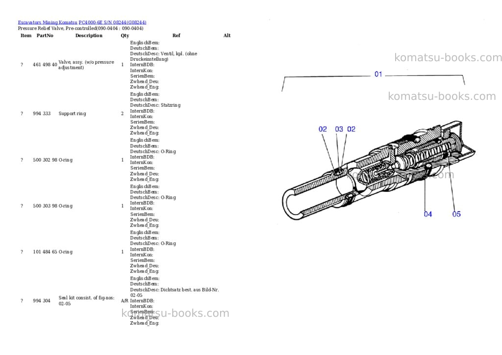 Komatsu pc4000-6e s/n 08244 Parts catalog cover Page 5 Komatsu pc4000-6e s/n 08244 Parts catalog cover Page 5