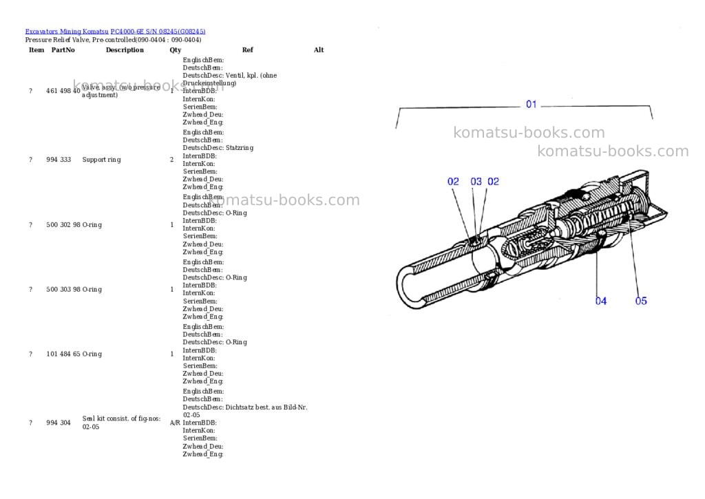 Komatsu pc4000-6e s/n 08245 Parts catalog cover Page 5 Komatsu pc4000-6e s/n 08245 Parts catalog cover Page 5