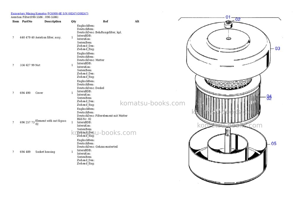 Komatsu pc4000-6e s/n 08247 Parts catalog cover Page 7 Komatsu pc4000-6e s/n 08247 Parts catalog cover Page 7