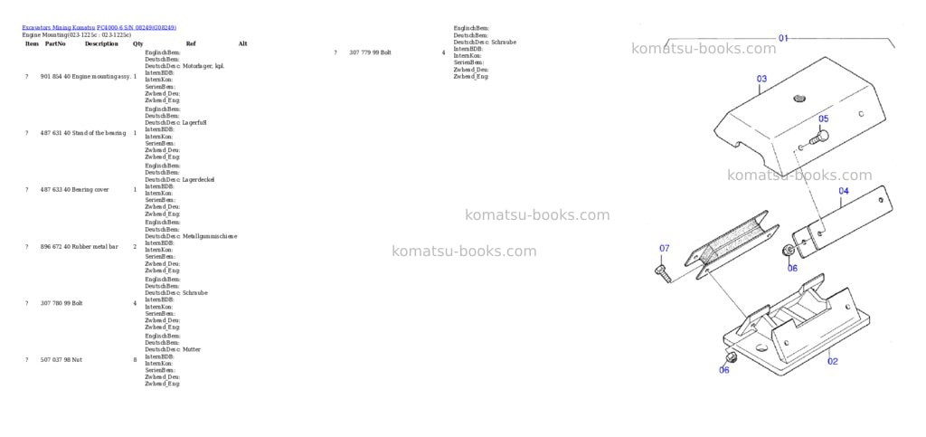 Komatsu pc4000-6 s/n 08249 Parts catalog cover