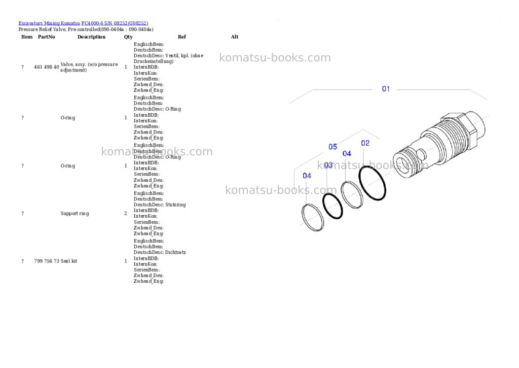 Komatsu pc4000-6 s/n 08252 Parts catalog cover Page 6 Komatsu pc4000-6 s/n 08252 Parts catalog cover Page 6