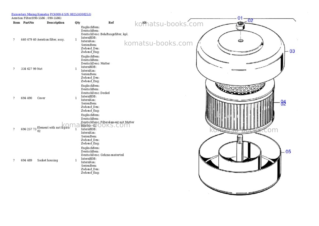 Komatsu pc4000-6 s/n 08253 Parts catalog cover Page 9 Komatsu pc4000-6 s/n 08253 Parts catalog cover Page 9