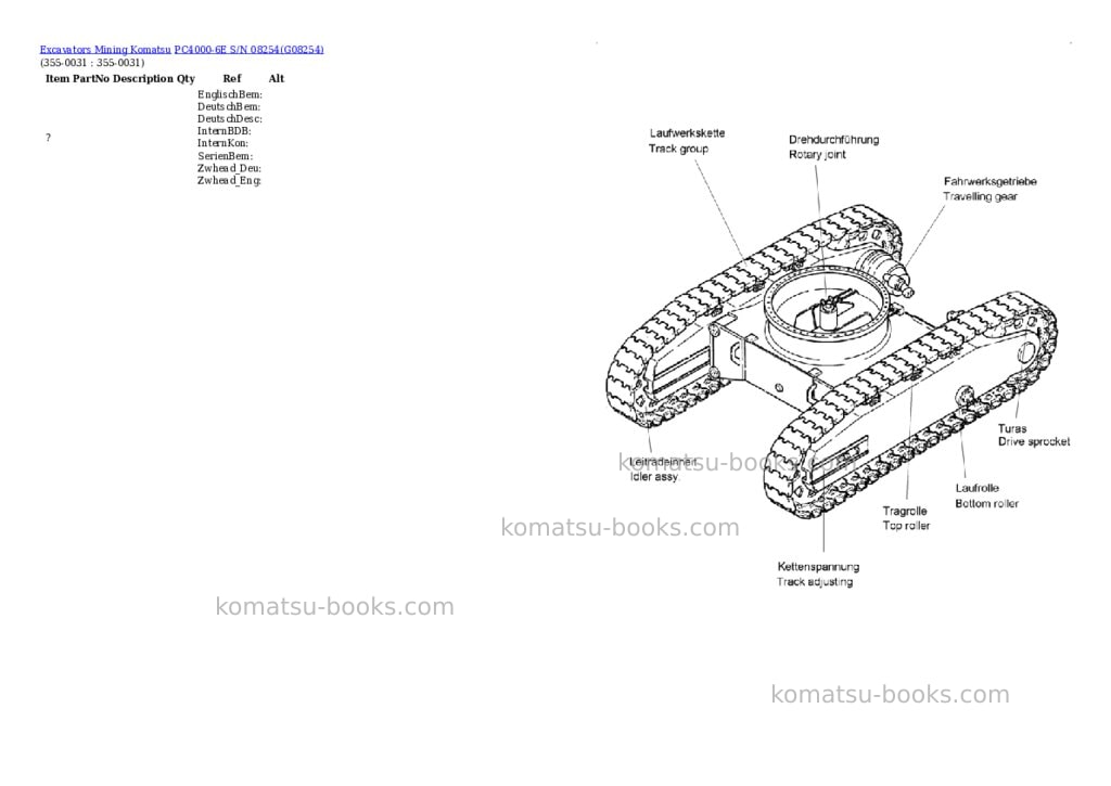 Komatsu pc4000-6e s/n 08254 Parts catalog cover Page 10 Komatsu pc4000-6e s/n 08254 Parts catalog cover Page 10