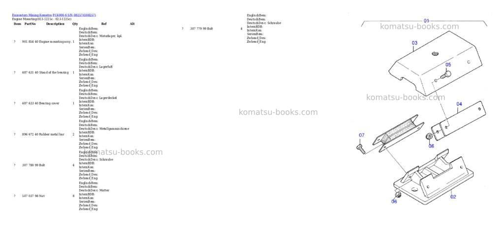 Komatsu pc4000-6 s/n 08257 Parts catalog cover Komatsu pc4000-6 s/n 08257 Parts catalog cover