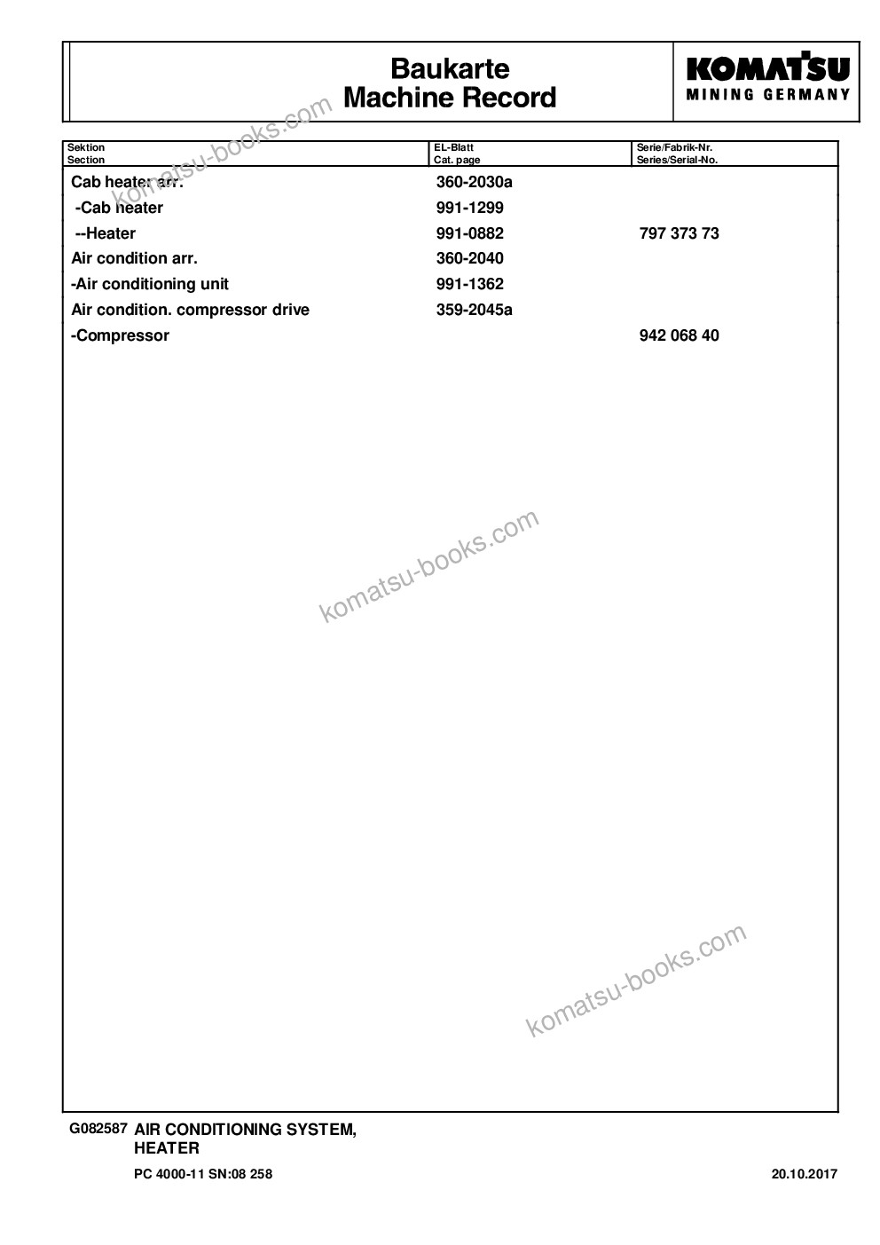 Komatsu pc4000-11 08258 Parts catalog cover Page 10