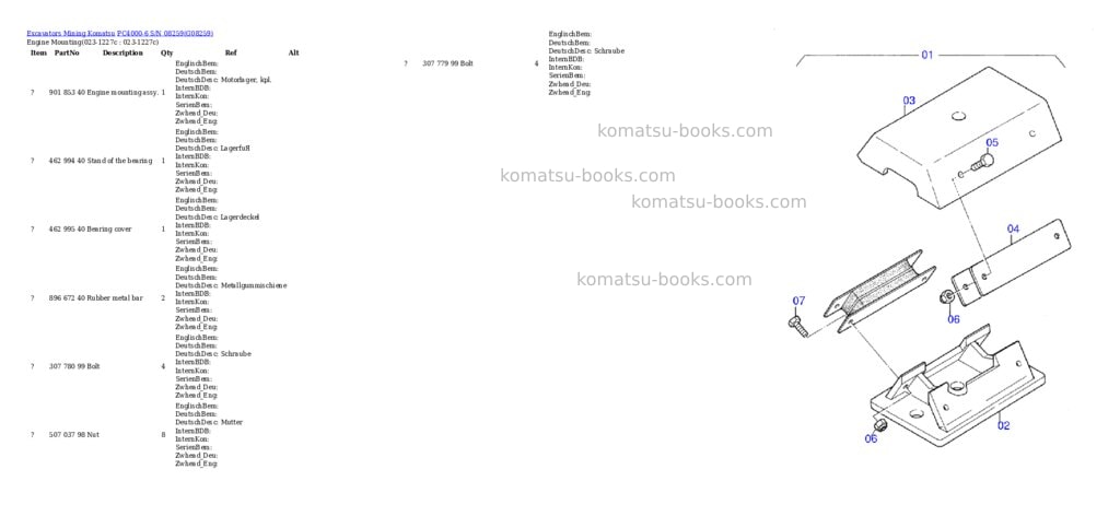 Komatsu pc4000-6 s/n 08259 Parts catalog cover Page 2 Komatsu pc4000-6 s/n 08259 Parts catalog cover Page 2