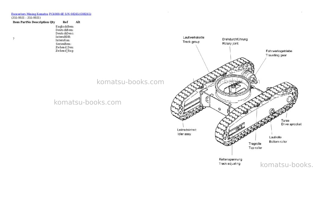 Komatsu PC4000-6E S/N 08265 Parts catalog cover Page 10 Komatsu PC4000-6E S/N 08265 Parts catalog cover Page 10