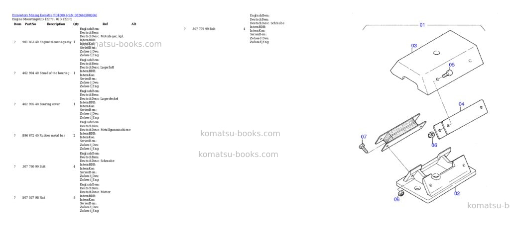 Komatsu PC4000-6 S/N 08266 Parts catalog cover Page 2 Komatsu PC4000-6 S/N 08266 Parts catalog cover Page 2