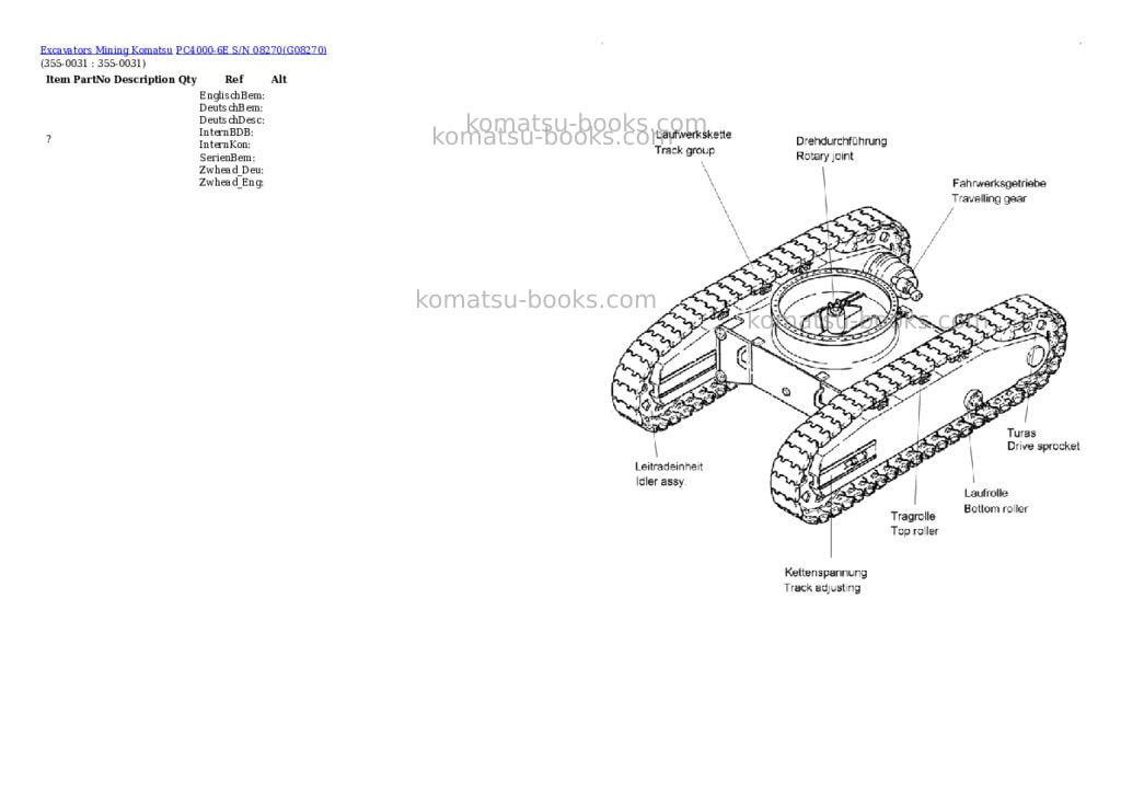 Komatsu PC4000-6E S/N 08270 Parts catalog cover Page 10 Komatsu PC4000-6E S/N 08270 Parts catalog cover Page 10