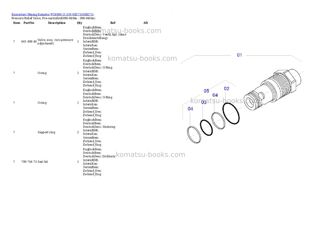 Komatsu PC4000-11 S/N 08271 Parts catalog cover Page 6 Komatsu PC4000-11 S/N 08271 Parts catalog cover Page 6