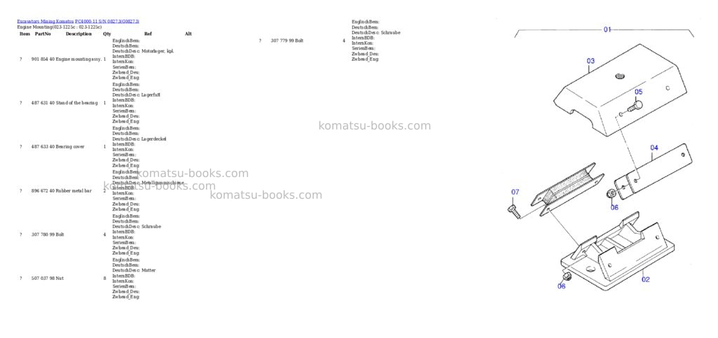 Komatsu PC4000-11 S/N 08273 Parts catalog cover Komatsu PC4000-11 S/N 08273 Parts catalog cover