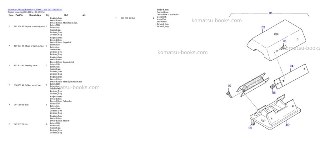 Komatsu PC4000-11 S/N 08274 Parts catalog cover Komatsu PC4000-11 S/N 08274 Parts catalog cover