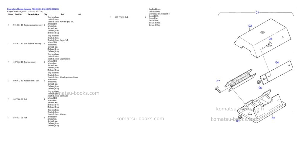 Komatsu PC4000-11 S/N 08275 Parts catalog cover Komatsu PC4000-11 S/N 08275 Parts catalog cover