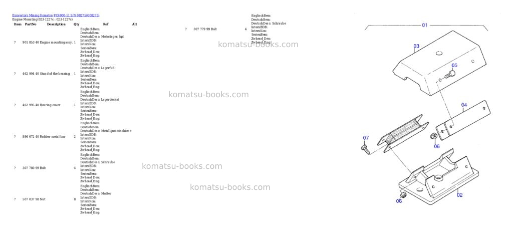 Komatsu PC4000-11 S/N 08275 Parts catalog cover Page 2 Komatsu PC4000-11 S/N 08275 Parts catalog cover Page 2