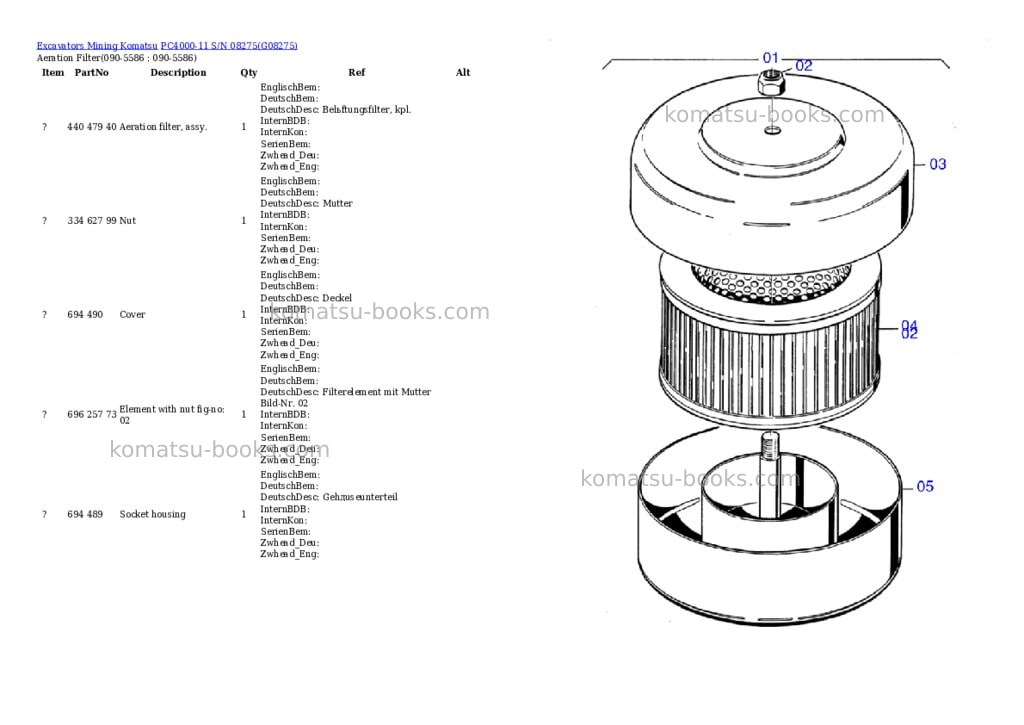 Komatsu PC4000-11 S/N 08275 Parts catalog cover Page 8 Komatsu PC4000-11 S/N 08275 Parts catalog cover Page 8