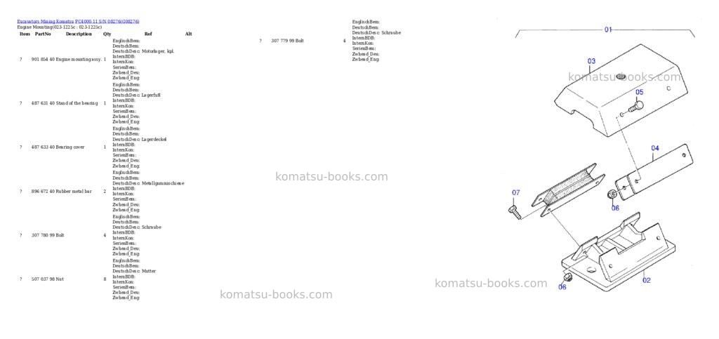 Komatsu PC4000-11 S/N 08276 Parts catalog cover Komatsu PC4000-11 S/N 08276 Parts catalog cover