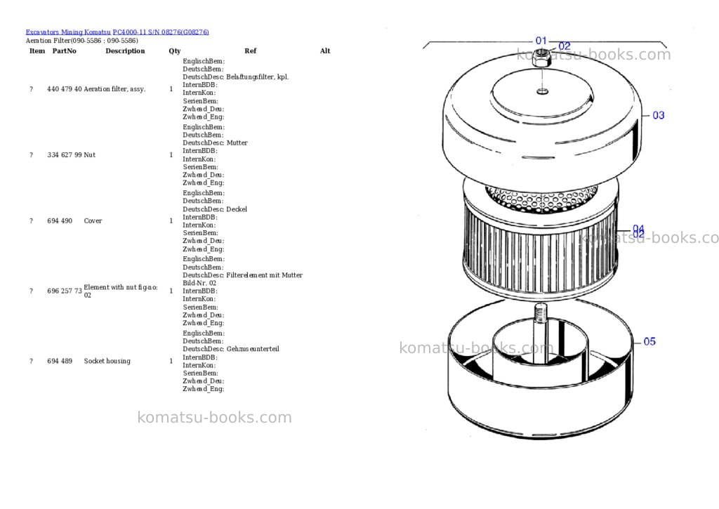Komatsu PC4000-11 S/N 08276 Parts catalog cover Page 9 Komatsu PC4000-11 S/N 08276 Parts catalog cover Page 9