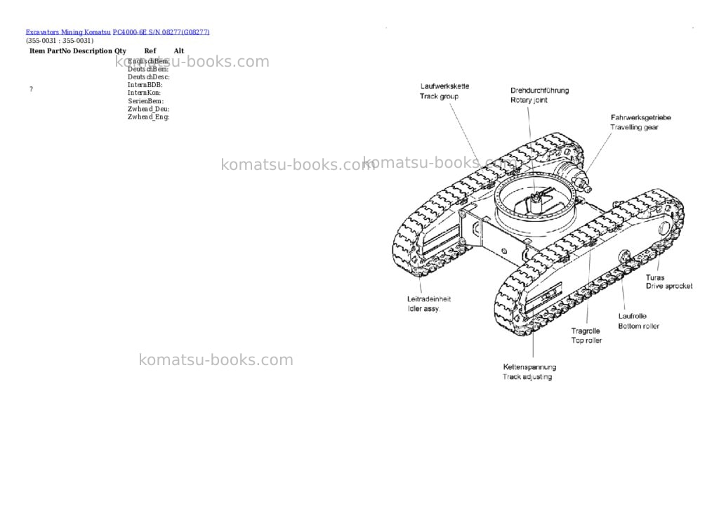 Komatsu PC4000-6E S/N 08277 Parts catalog cover Page 10 Komatsu PC4000-6E S/N 08277 Parts catalog cover Page 10