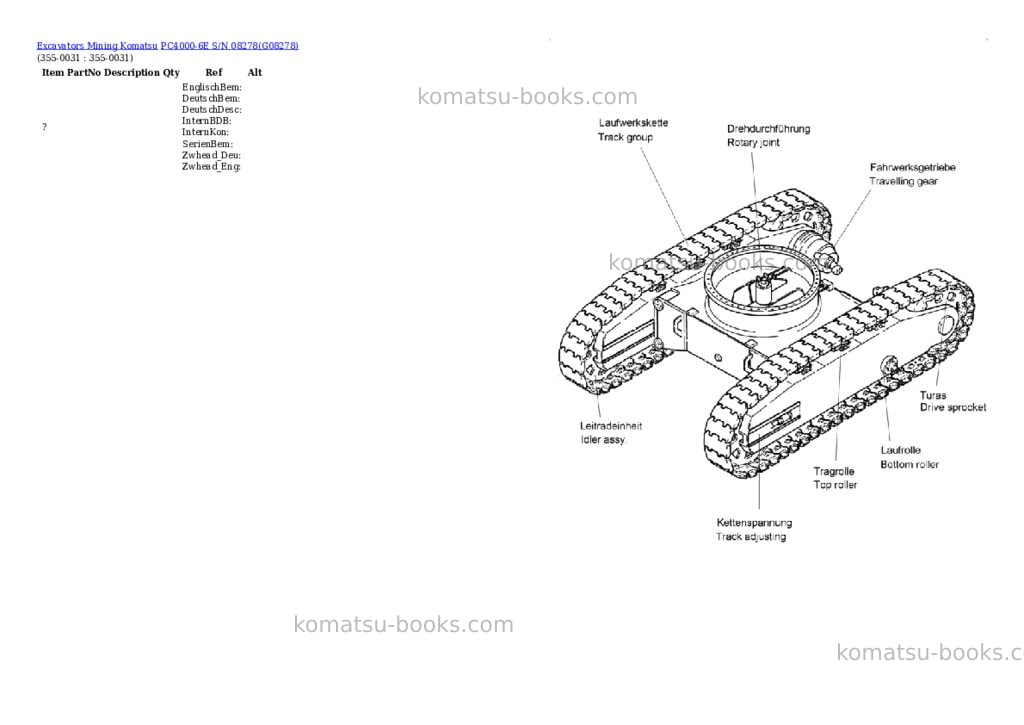 Komatsu PC4000-6E S/N 08278 Parts catalog cover Page 8 Komatsu PC4000-6E S/N 08278 Parts catalog cover Page 8