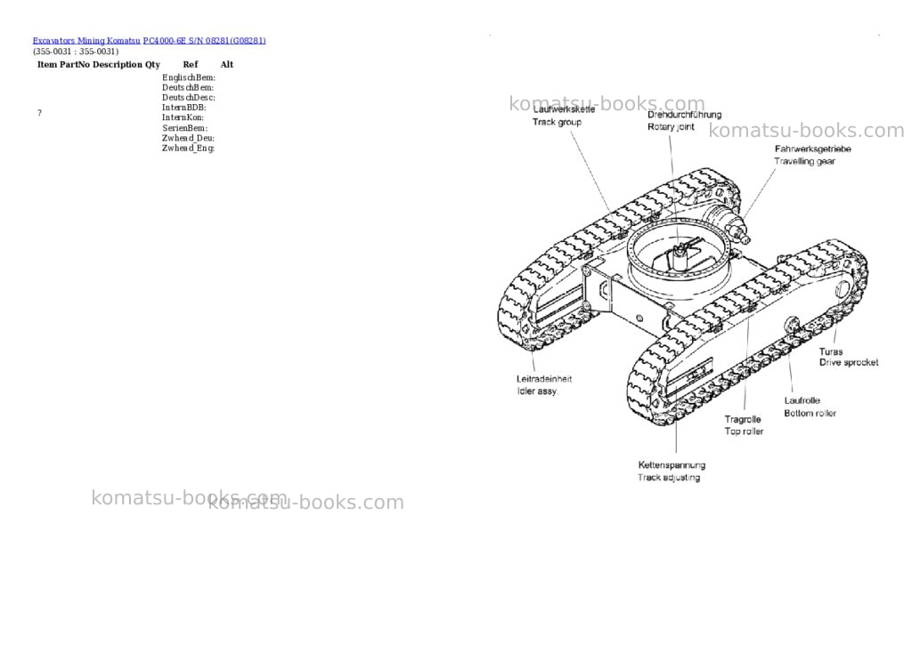 Komatsu PC4000-6E S/N 08281 Parts catalog cover Page 8 Komatsu PC4000-6E S/N 08281 Parts catalog cover Page 8