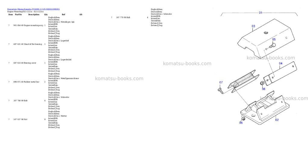 Komatsu PC4000-11 S/N 08282 Parts catalog cover Komatsu PC4000-11 S/N 08282 Parts catalog cover