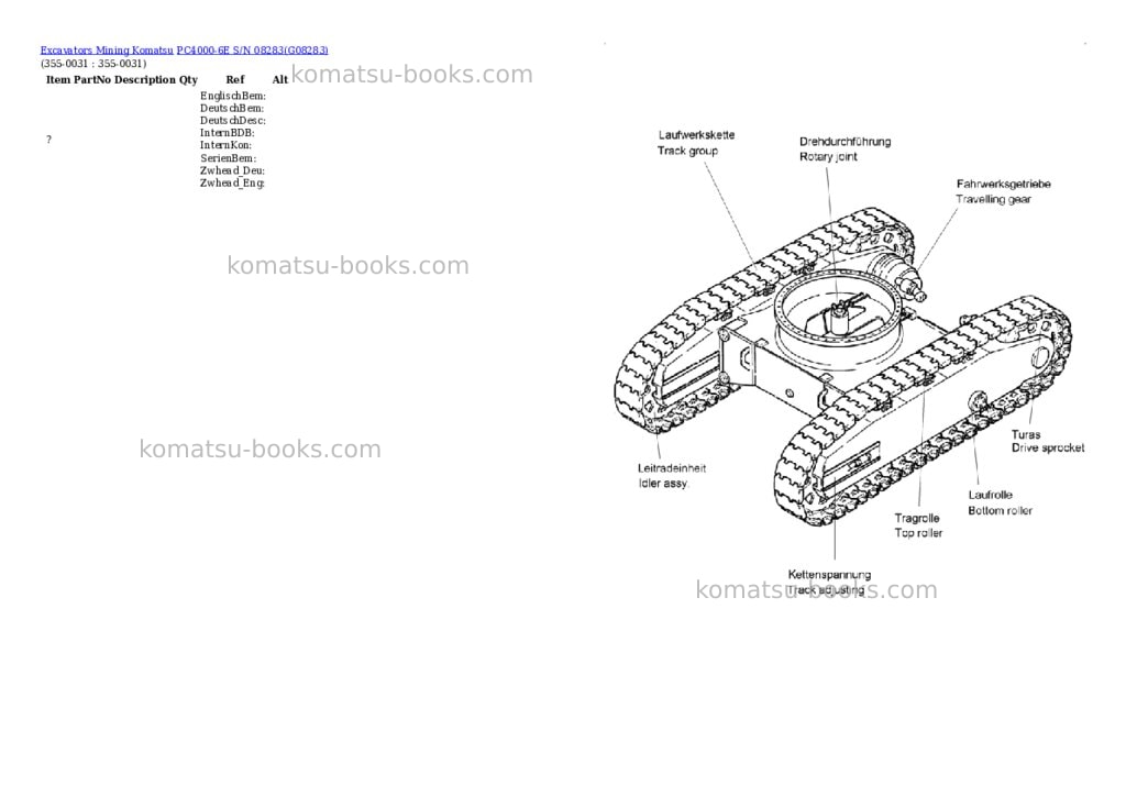 Komatsu PC4000-6E S/N 08283 Parts catalog cover Page 8 Komatsu PC4000-6E S/N 08283 Parts catalog cover Page 8